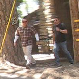 Two Scientology goons comng after protesters